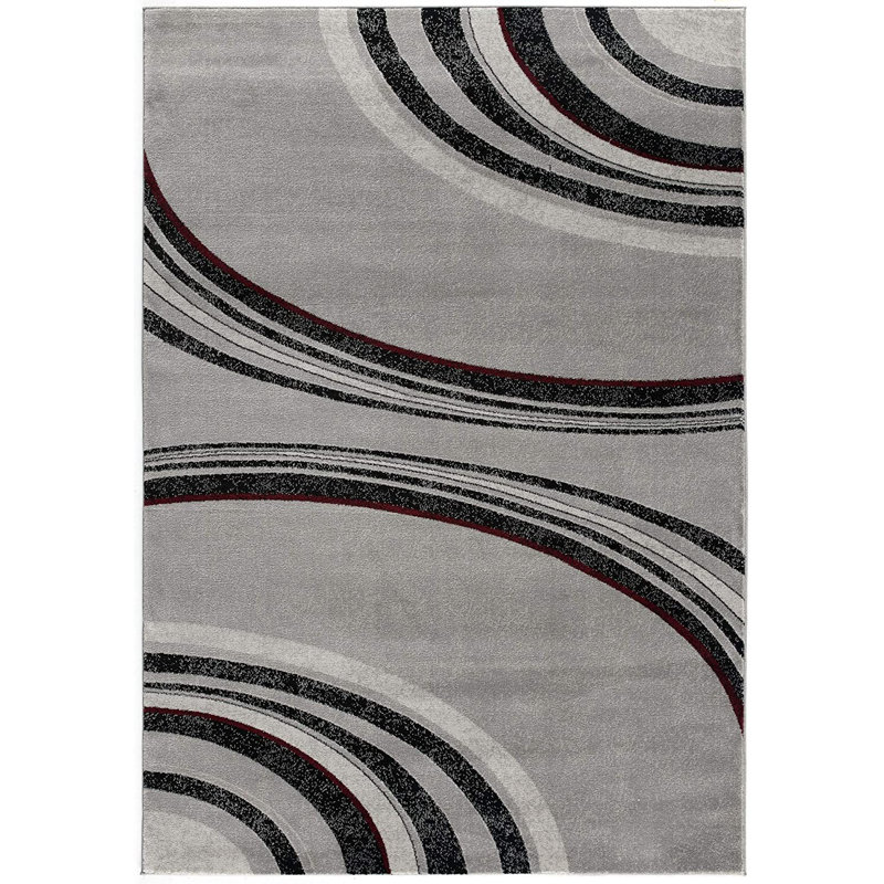 Tapis gris à motif abstrait Dillup-Jones, Rectangle 6 pi 6 po x 7 pi 7 po