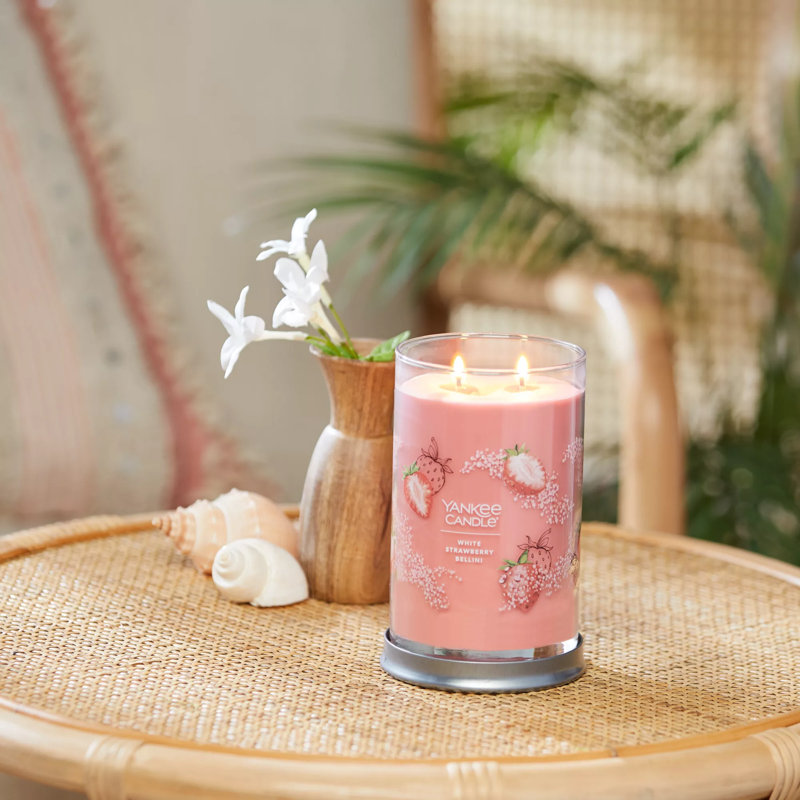 White Strawberry Bellini Scented Soy Large Tumbler Candle