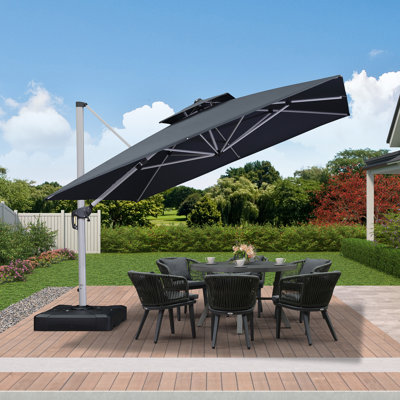 Parasol carré en porte-à-faux l 132 po Ianthe avec rotation à 360 degrés et inclinaison 