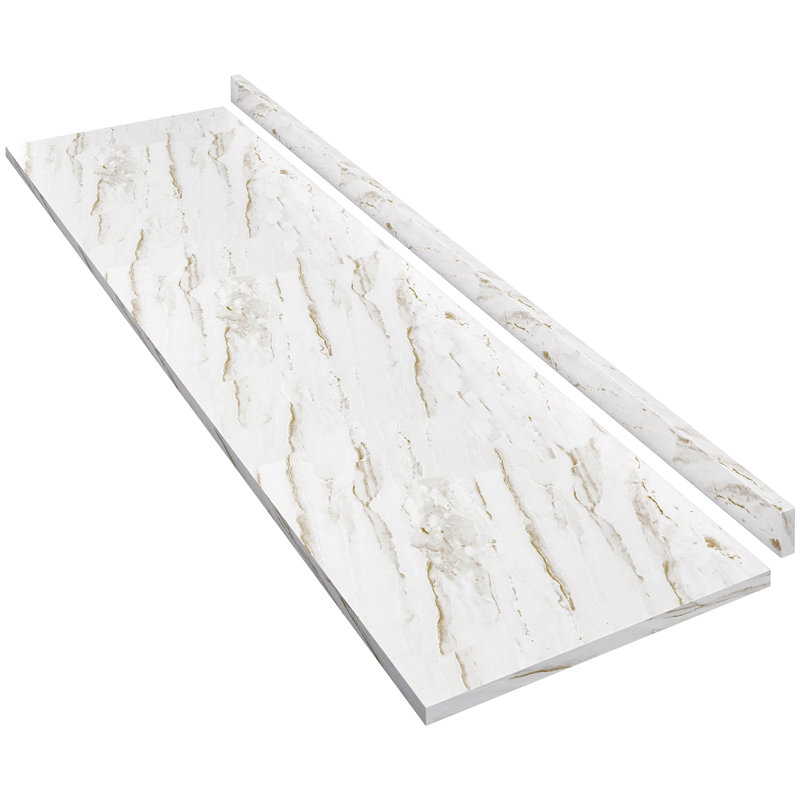 Plateau de table rectangulaire en stratifié 25,6 po, H 3,15 po x L 48 po x l 25,6 po, Marbre dramatique