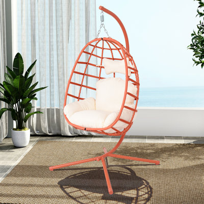 Chaise hamac suspendue en œufs en rotin PE de 350 lb, support moderne pour la maison de patio