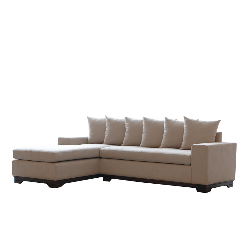 Grasiela Upholstered L-Shaped Sectional, Beige Polyester Blend, Left Hand Facing