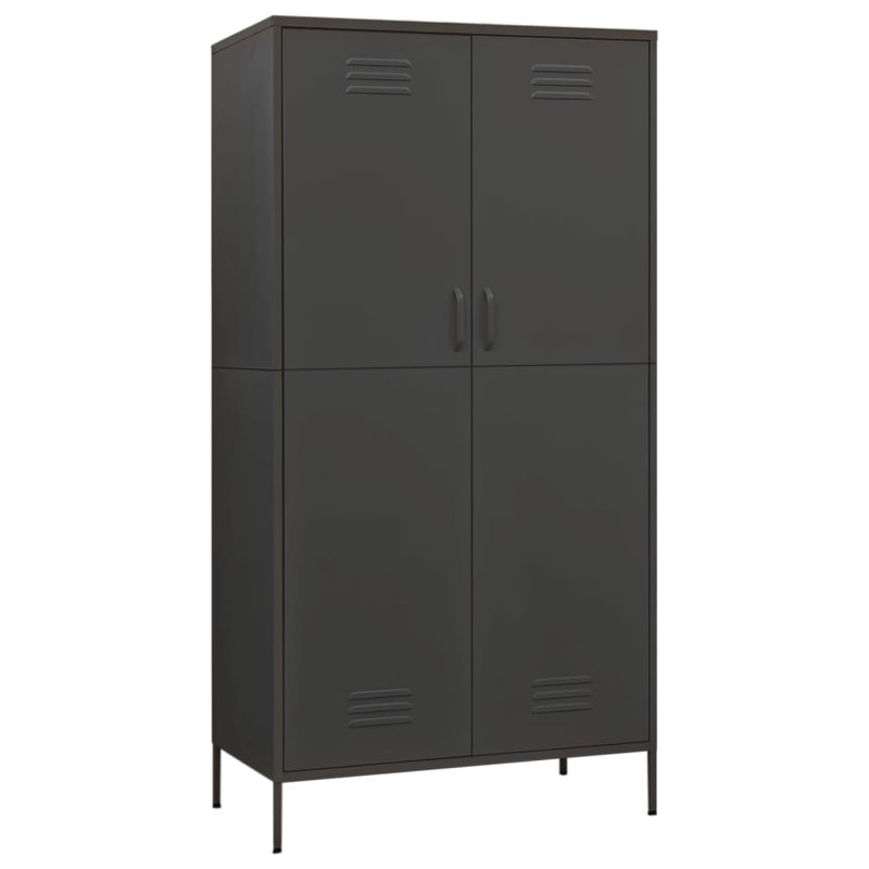 Branwell 2 Door Steel Wardrobe, Anthracite