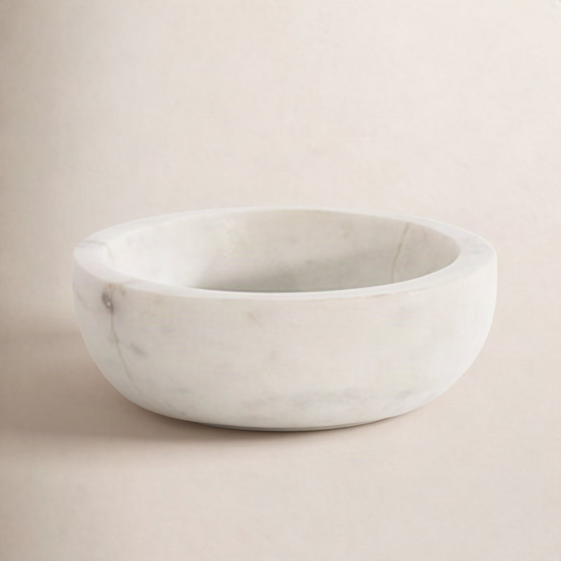 Simple Marble Decorative Bowl, 2" H x 5" W x 5" D, White