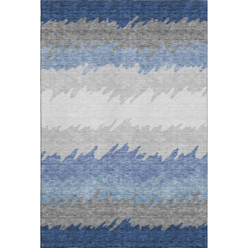 Premium Machine Washable Tweedy Navy Rug, Rectangle 9' x 12'