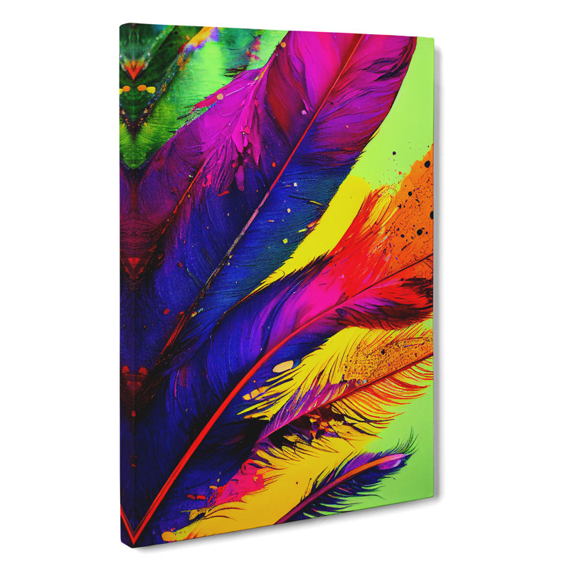 Paint Drip Feathers No.3 - Wrapped Canvas, 50cm H x 35cm W x 3cm D
