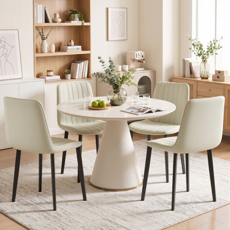 Chaises de salle à manger confort, pieds en cuir reconstitué kaki, ensemble de cuisine moderne, Noir mat 2