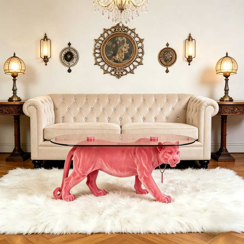 Table basse Panther Sculpture, Rose