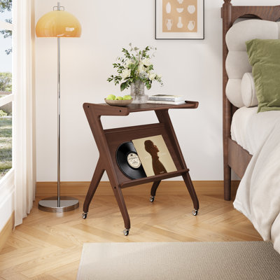 Table d'appoint roulante en bambou avec roulettes, table de bout mobile pour le salon et la chambre à coucher