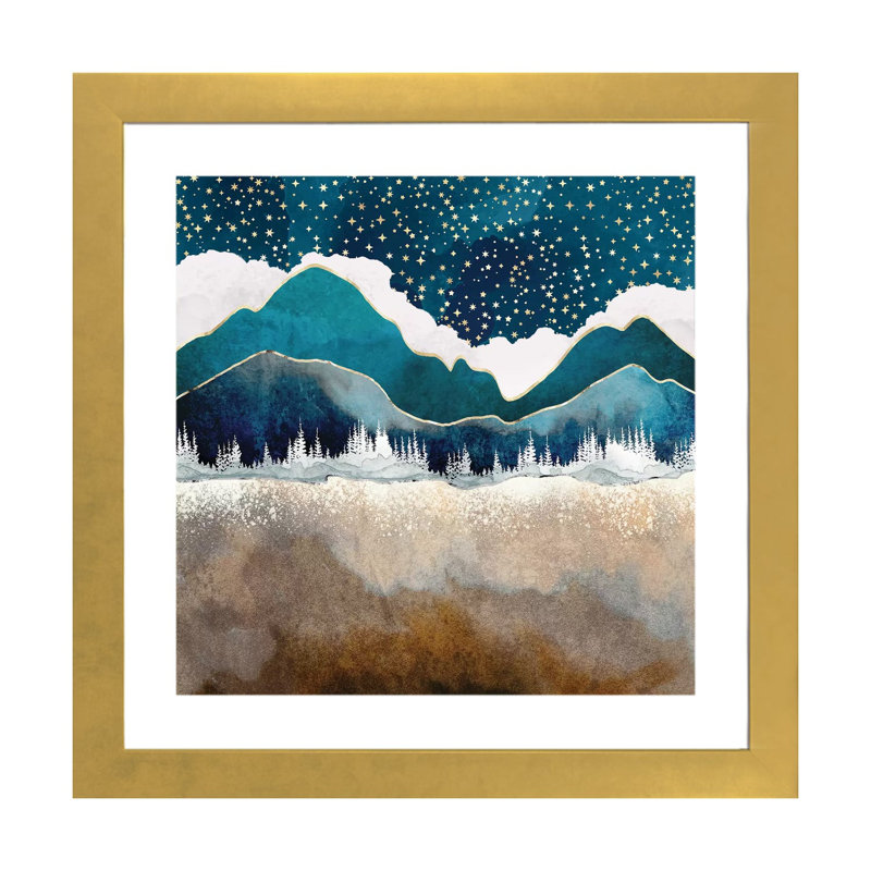 Fin de l'hiver - Imprimé, Encadré en papier doré, H 16 po x l 16 po x p 1 po