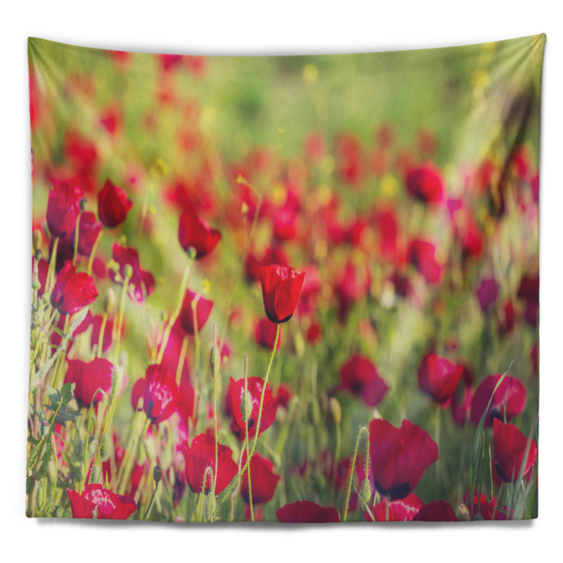 Magnifique tapisserie sur fond de coquelicots, H 50 po x l 60 po