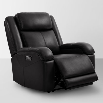Fauteuil inclinable électrique en cuir véritable avec appui-tête réglable