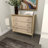 Sammie Wooden Upholstered Front Panel 3 Drawer Room Beige Chest with Mirrored Top and Ring Handles