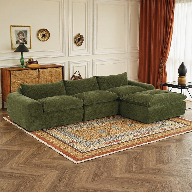 Canapé modulaire en chenille 4 places Dream Cloud, Vert