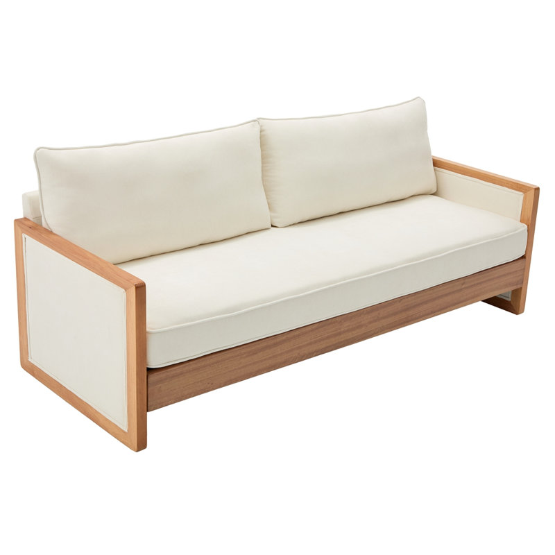 Canapé moderne à trois places 77,8 po Canapé rembourré en chenille, Beige