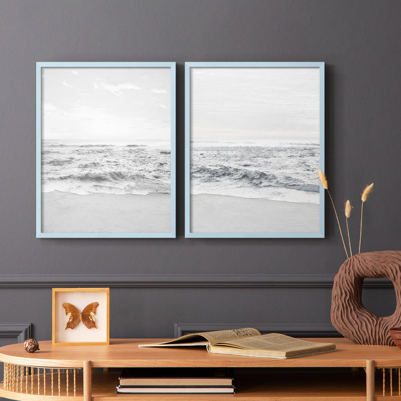 «Gentle Tides I», reproduction encadrée de qualité supérieure - prête à être accrochée - aucun clou requis - aucun clou requis