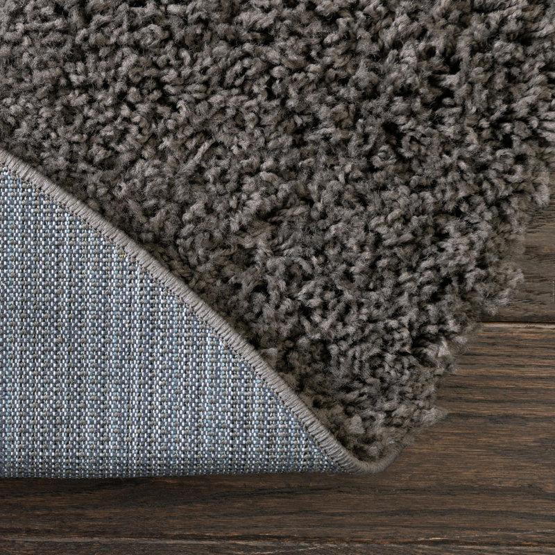 Tapis gris foncé , Rond 5 pi