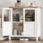 29" Modern Farmhouse Sideboard Buffet Cabinet with Glass Doors – Spacious Storage Cabinet for Kitchen, Dining Room and Living Room-1480420926