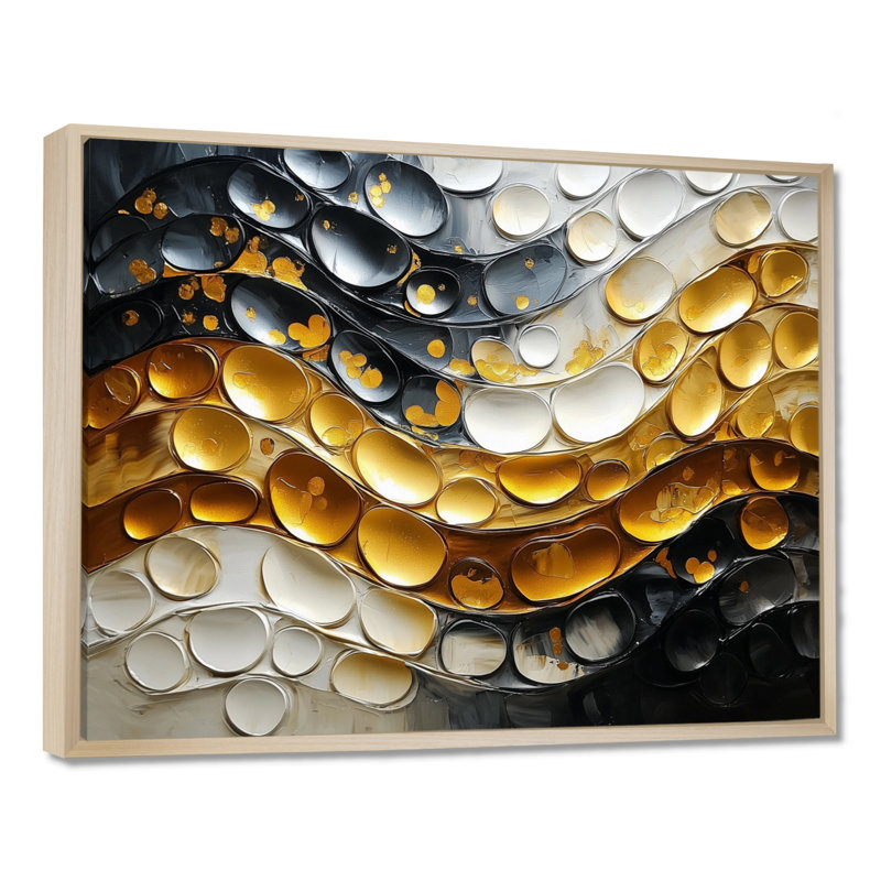 Golden Passage To Transitional Art II - Art mural moderne transitionnel abstrait, H 34 po x l 44 po, Crème, crème