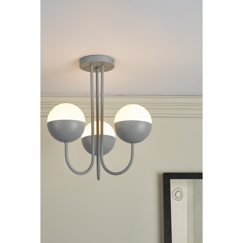 Selena Glass Semi Flush Mount, Grey