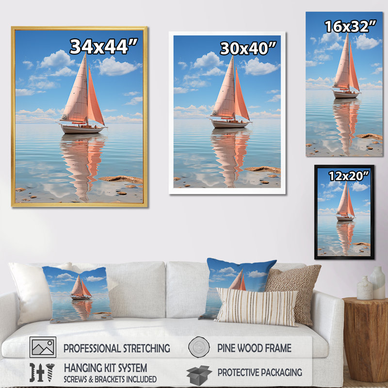 Horizon I, impression sur toile, Cadre flottant blanc, H 44 po x l 34 po x P 1,5 po