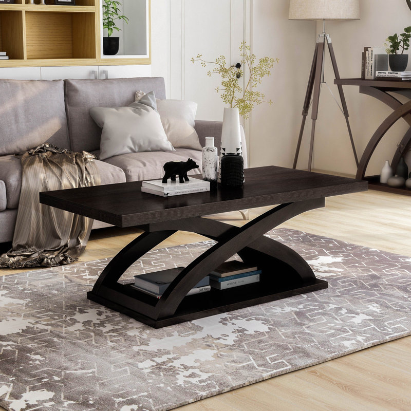 Ellingsworth Floor Shelf Coffee Table with Storage