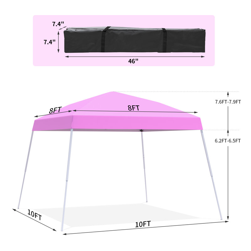 10 pi. L 10 pi. D Auvent escamotable en acier, Rose