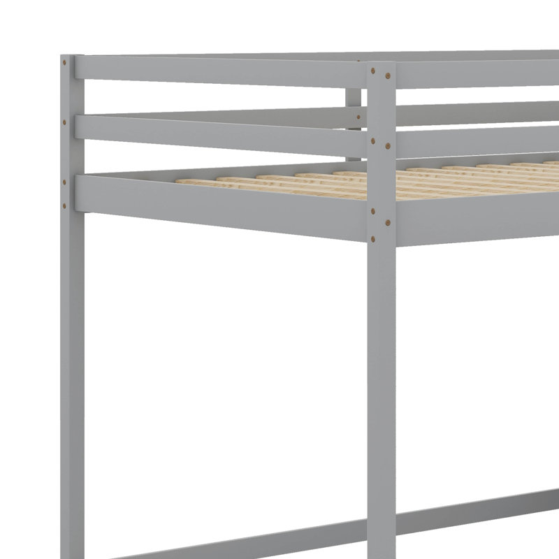Lit mezzanine double avec garde-robe et escalier, Gris