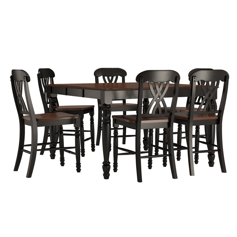 Annadiane 6 - Person Solid Wood Top Four Leg Dining Set, Antique Black
