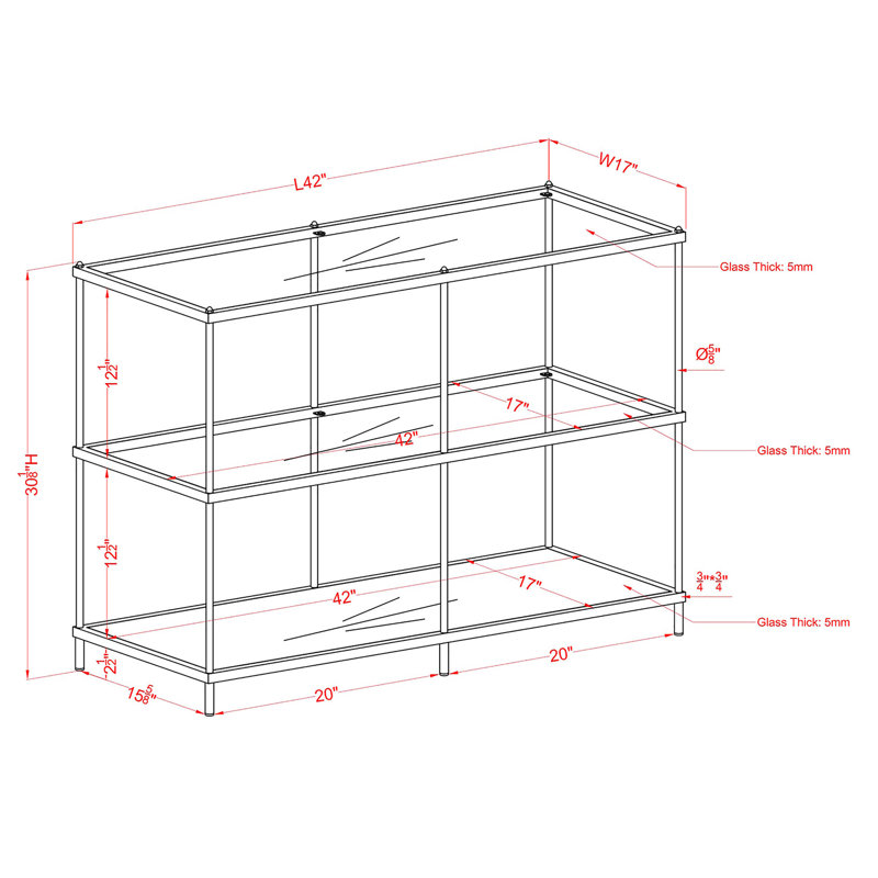Florentine 42'' Glass Top Console Table, Red
