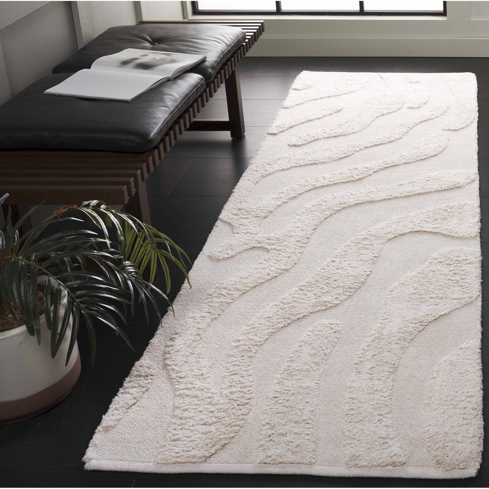 Moura Ivory Washable Hand-Woven Cotton Rug, Runner 2'3" x 8'