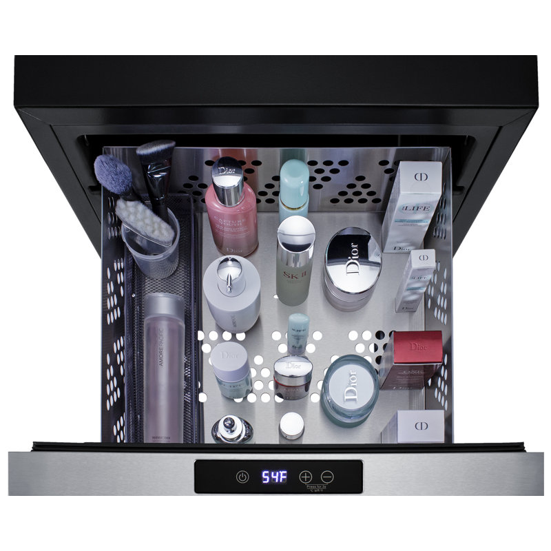 Summit Appliance 18" Wide Built-In BeautiFridge Cosmetics Refrigerated Drawer, Silver
