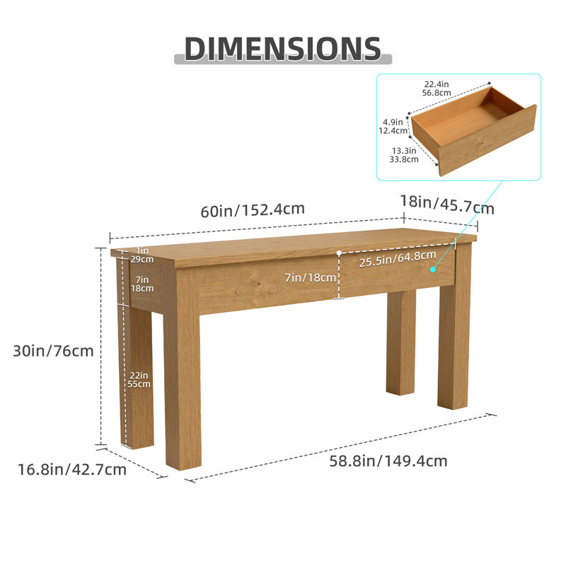 Dutton Console Table, Chêne de ton moyen