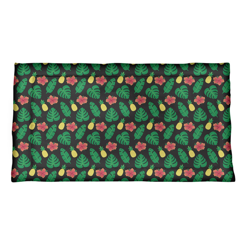 Taie décorative à motif tropical noir Katelyn Elizabeth - Microfibre, Microfibre, Simple standard, Noir
