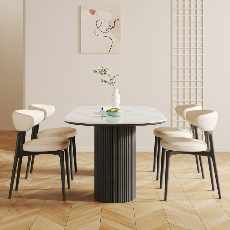 Ensemble de table de salle à manger 71 "ovale moderne avec 6 chaises, Noir