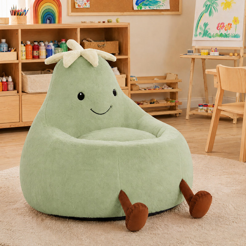 Fauteuil à billes avec aubergine Kannon, Polyester vert, H 27,56 po x l 30,31 po x P 31,1 po