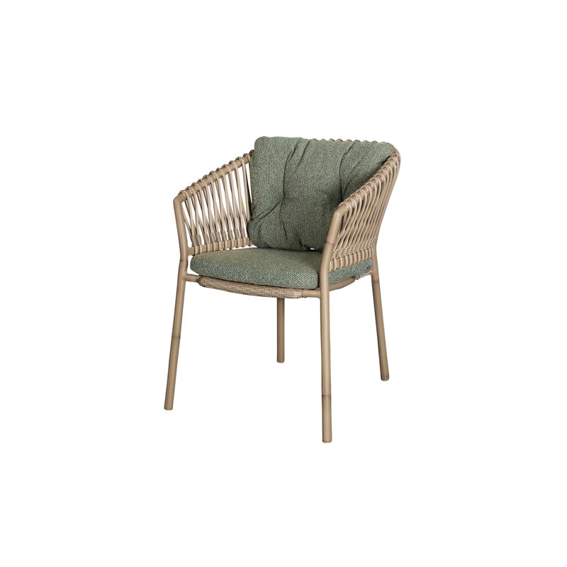 Ocean Stacking Patio Dining Armchair Frame with Cushion, Dark Green