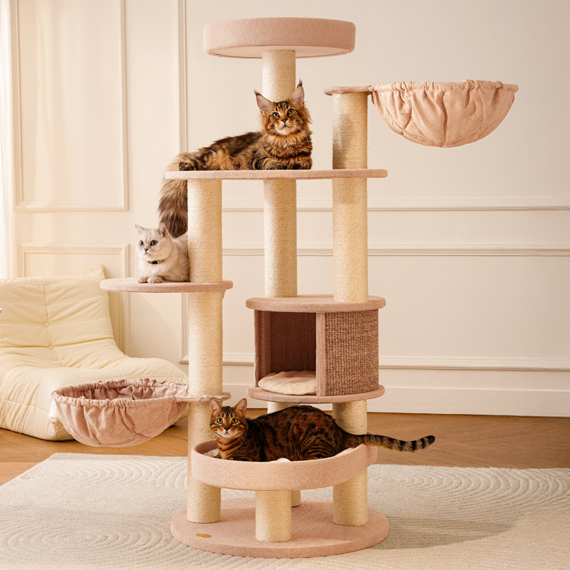 Modern 65''H Extra Large Multi-Function Cat Tree for Big Cats&MaineCoon