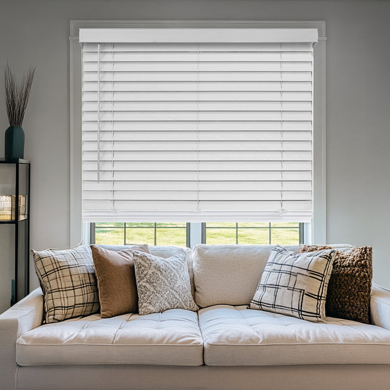 Cordless 2" Inch Faux Wood Blinds with Valance - Horizontal Venetian Blinds - Light Filtering and Room Darkening, 30"W x 72"L