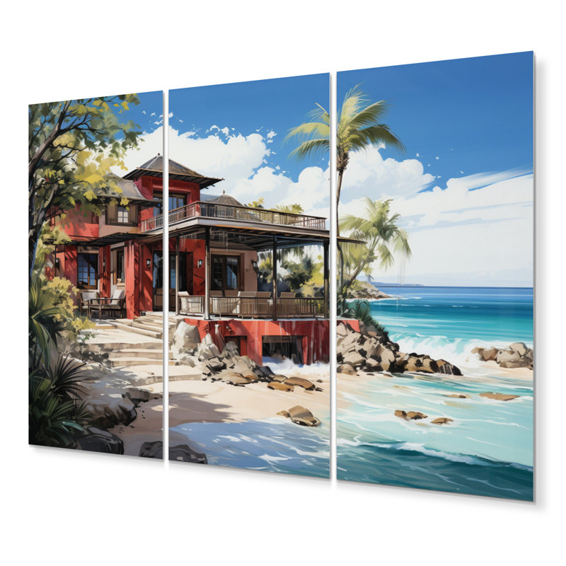 Ensemble de 3 décorations murales Tropical Caraibe Tropical Retreat III