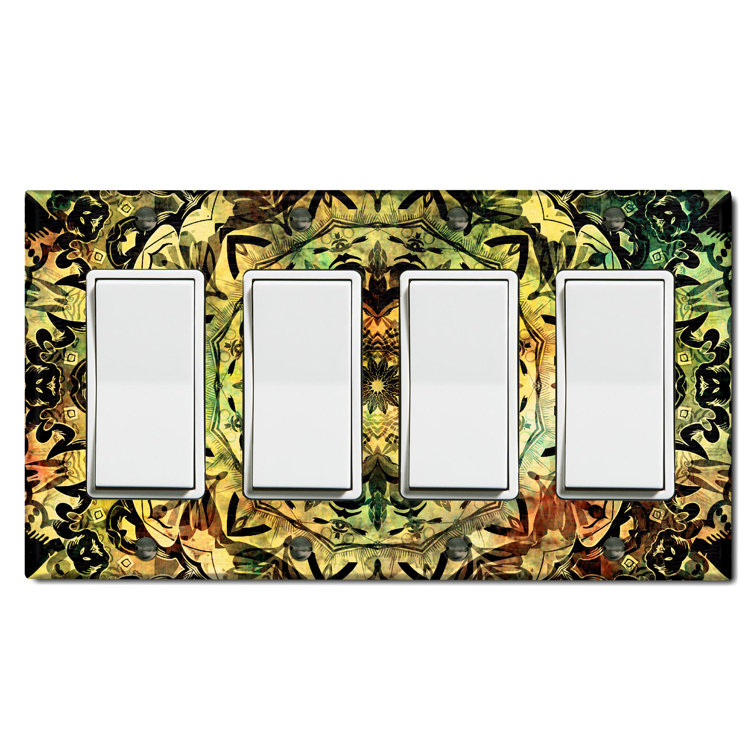 WorldAcc Metal Light Switch Plate Outlet Cover (Green Mandala ...
