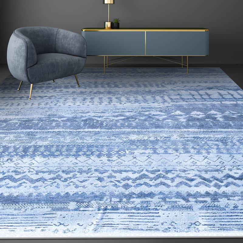 Neo Villa Chevron Area Rug in Blue, Rectangle 2' x 3'
