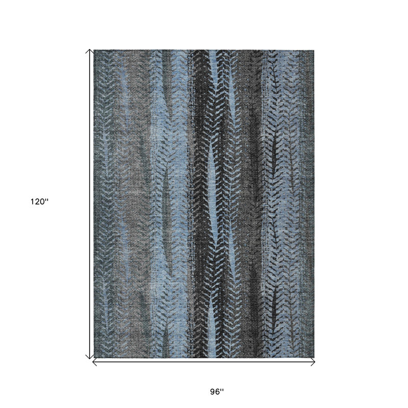Tapis intérieur lavable 8 pi x 10 pi bleu gris et gris anthracite