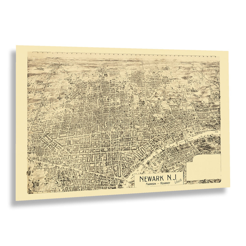 "1895 Newark New Jersey Map Wall Art" sur, H 18 po x l 24 po