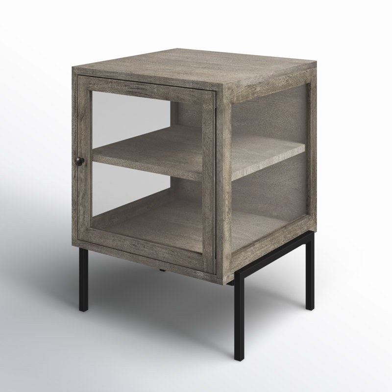 Table de chevet en bois massif Warner, Gris