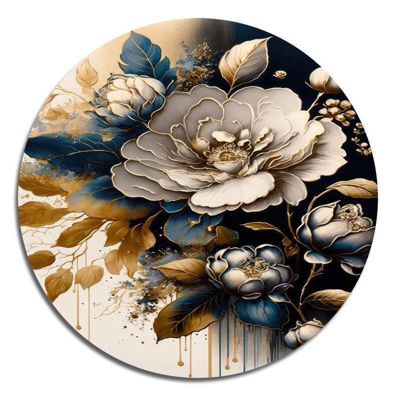 Zane - Art floral rond en métal, H 16 po x l 16 po