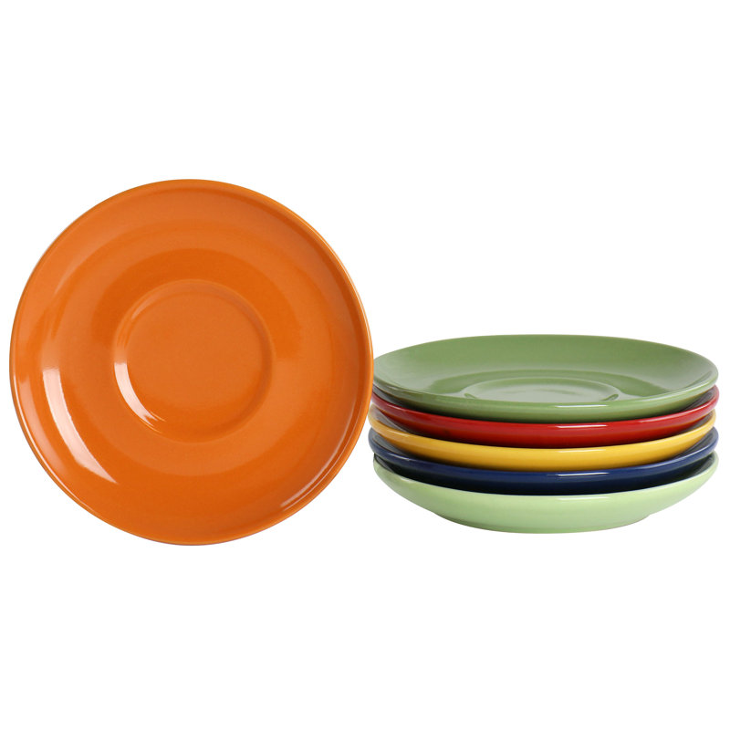 Ensemble de grandes tasses à espresso et soucoupes 13 pièces avec support en métal Gibson Home Color Cafe
