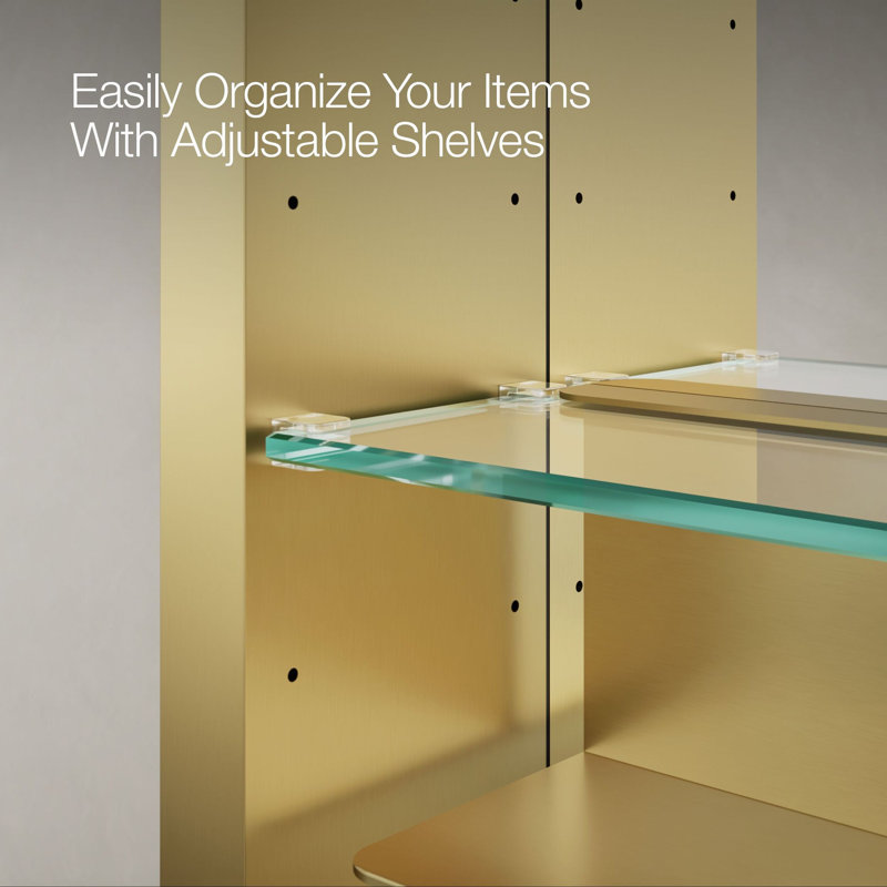 Verdera Capsule Framed Medicine Cabinet, Moderne Brushed Gold, 40" H x 20" W x 5.55" D