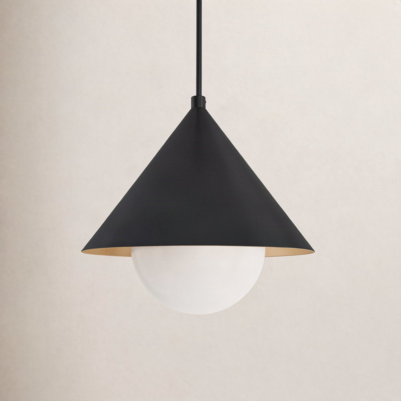 Ireland 1 - Light Cone Pendant, Matte Black/Opal Glass