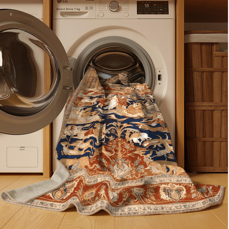Tapis brun lavable à la machine, Rectangle 5 pi x 7 pi